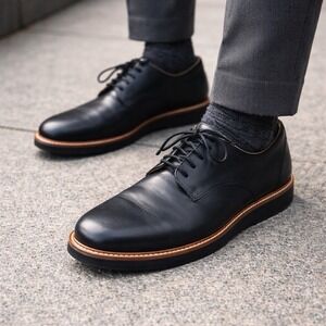 Samuel Hubbard Oxford Shoes Mens 11 Black Leather Lace Up Comfort Vibram Sole